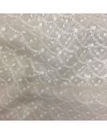 White Cotton Hakoba Fabric With Chikan Embroidery 