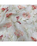 Off-White Pure Linen Multi Color Floral Printed Fabric