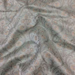 Pista Green Pure Silk Fabric with Floral Embroidery