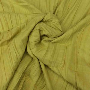Greenish Yellow Pleated Cotton Fabric 56 Inches Width