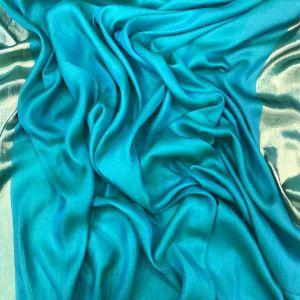 Rama Green Two Tone Shimmer Barfi Satin Fabric With Border