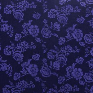Purplish 58 Inches Blue Velvet Fabric with Floral Embossed Design
