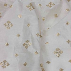 Off-white (Dyeable) Chanderi Fabric with Sequins Geometric Motifs Embroidery