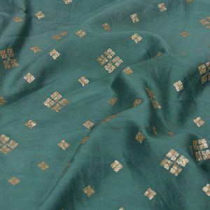 English Dark Green Chanderi Fabric Embroidery