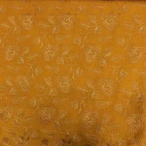 Mustard Yellow Pure Silk Fabric Self Embroidery with Sequence Highlight