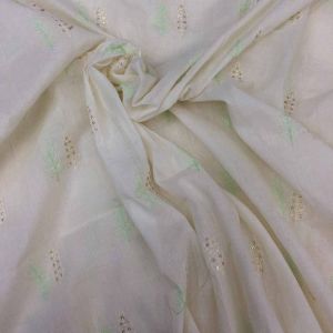 Natural Cream Mulmul Cotton Floral Embroidery Fabric (Dyeable)