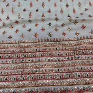 Natural Cream Mulmul Cotton Premium Embroidery Fabric with Border (Dyeable)