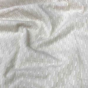 Off-White Mulmul Cotton Jacquard Stripes Embroidery Fabric (Dyeable)
