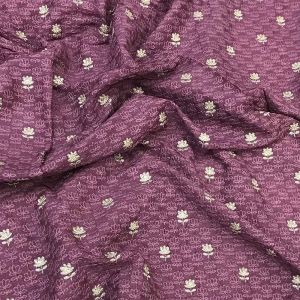 Onion Pink Lucknowi Chikan Thread Embroidery Slub Dupion Fabric