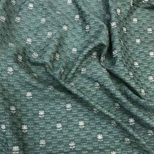 Dusty Green Lucknowi Chikan Thread Embroidery Slub Dupion Fabric