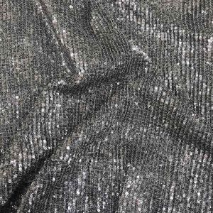 Grey Pleated Net Fabric with Sequence Embroidery