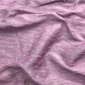 Mauve Thread Embroidery Linen Georgette Fabric