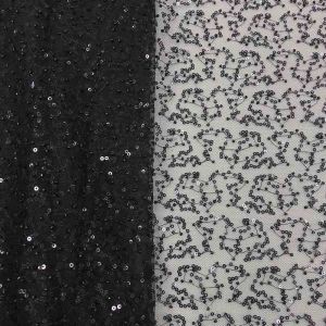 Black Net Fabric with Sequins Embroidery 60 Inches Width