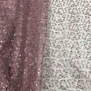  Pink Sequins Embroidery Net Fabric with 60 Inches Width 