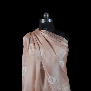 Beige Chinon Crepe Fabric with Shibori / Tye & Dye / Batik Design