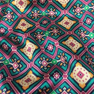 Sea Green Gajji / Mashru Silk Fabric with Patola Print