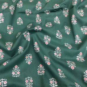 Green Cotton Jaipuri Block Printed Fabric