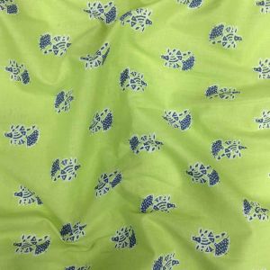 Pista Green Cotton Jaipuri Block Printed Fabric