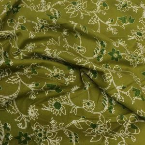Mehandi Green Cambric Cotton Floral Printed Fabric