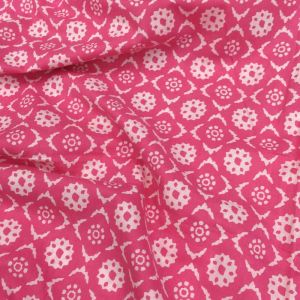 Pink Cotton Jaipuri Block Printed Fabric