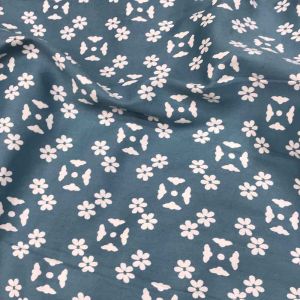 English Blue Swiss Cotton Floral Printed Fabric