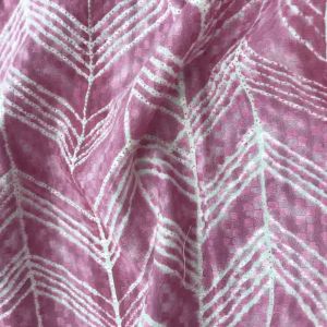 Pink Self Jacquard Cotton Chevron Printed Fabric