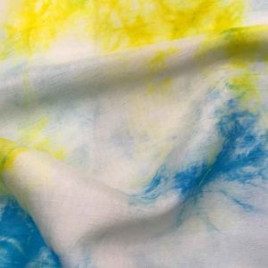 Yellow Tye Dye Shibori Dupion Silk Fabric