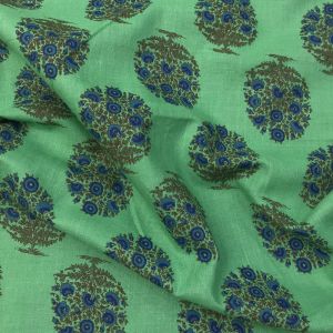 Light Green Floral Printed Cotton Fabric