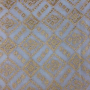 White Patola Design Banarasi Georgette Fabric (Dyeable)