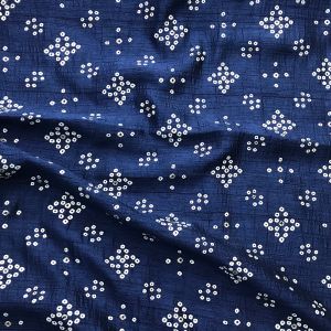 Navy Blue Nysa Fabric with Bandhani Foil Print