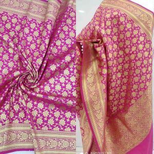 Rani Pink Banarasi Silk Dupatta with Zari Jaal Design