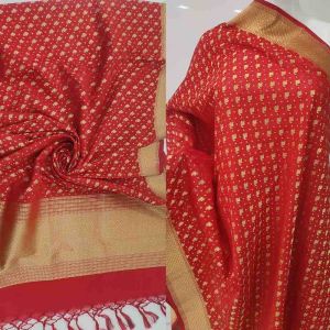 Red Banarasi Silk Dupatta with Zari Motifs Butti Design
