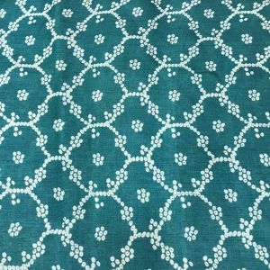 Sea Green Pure Tussar Silk Fabric With Bandhani Design