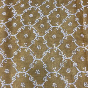 Mustard Yellow Pure Tussar Silk Fabric With Bandhani Design