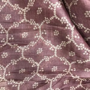 Dusty Pink Pure Tussar Silk Fabric With Bandhani Design