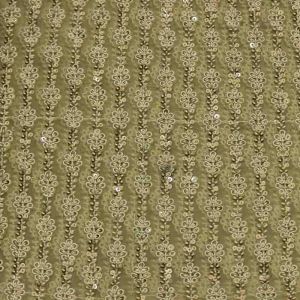 Beige Net Fabric with Thread and Sequence Work