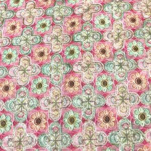 Pink Swiss Cotton Fabric with Aari Sequence Embroidery