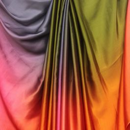 Grey / Green / Pink / Orange Pure Satin Georgette Fabric with 4 D Shaded