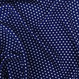 Blue Polka Dots Print Rayon Cotton Fabric