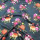  Black Floral Motifs Print Rayon Cotton Fabric 54 Inches Width 