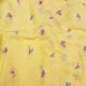  Yellow Motifs Thread Embroidery Pure Linen Fabric 