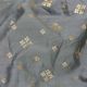 English Grey Chanderi Fabric with Sequence Geometric Motifs Embroidery