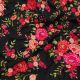 Black Double Georgette Fabric with Floral Embroidery