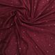 Maroon Dupion or Dola Silk Fabric with Mirror Embroidery
