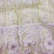 Light Yellow Lucknowi Chikan Floral Stripes Georgette Fabric with Border