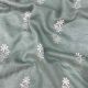 Greyish Blue Mulmul Cotton Floral Thread Embroidery Fabric