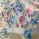 Light Peach Organza Floral Printed Fabric With Embroidery and Zari Border
