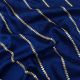 Navy Blue Dupion Silk Fabric With Leheriya Stripes Embroidery