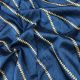 Firozee Blue Dupion Silk Fabric With Leheriya Stripes Embroidery