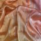 Orange Pink Shaded Chinon Crepe Fabric with Stripes Zari Embroidery